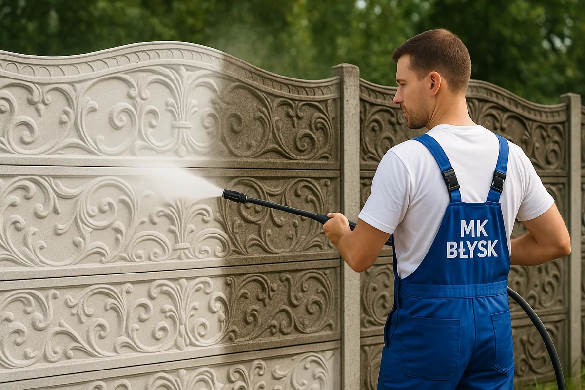Czyszczenie ogrodzenia betonowego – MK Błysk