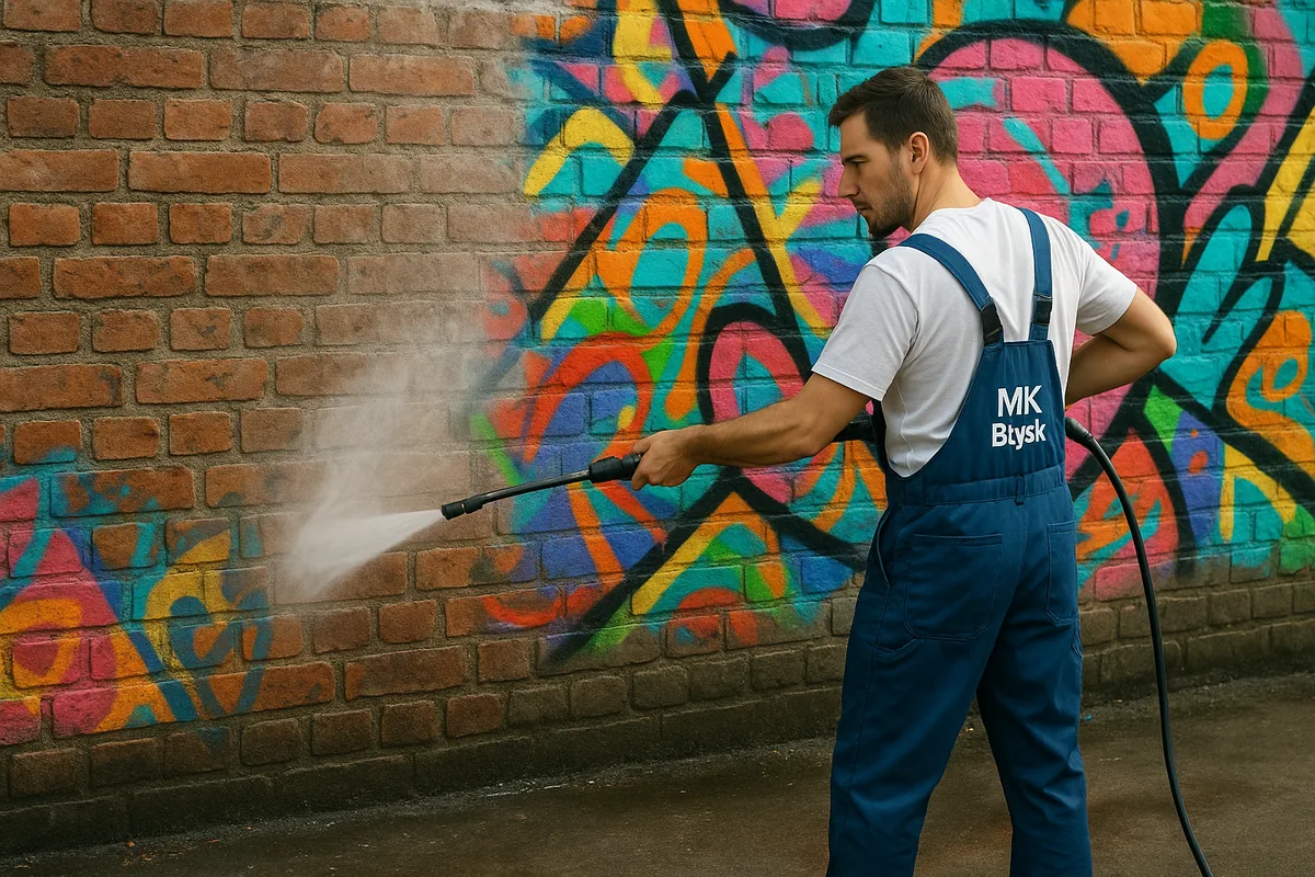 Usuwanie graffiti z muru – MK Błysk