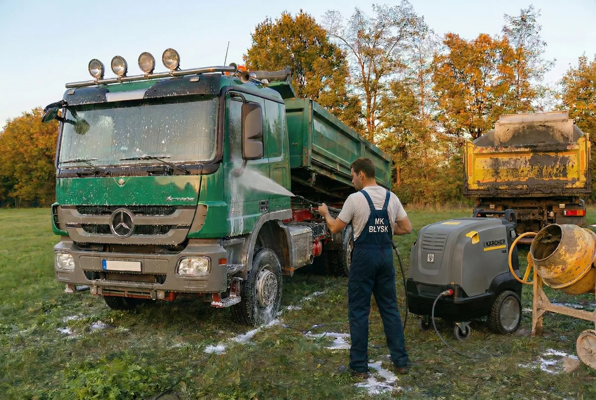 Mycie koparki myjką wysokociśnieniową