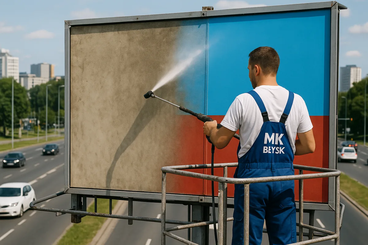 Czyszczenie szyldu reklamowego