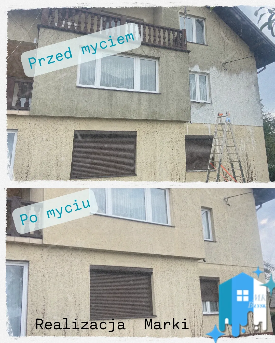 Mycie elewacji Marki – zdjęcie przed i po