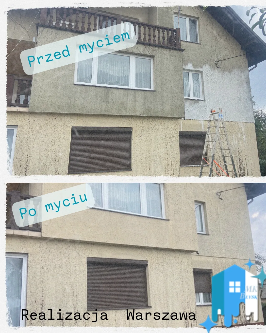Mycie elewacji Warszawa – zdjęcie przed i po